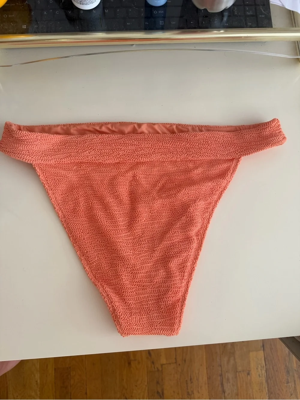 Monday Swimwear Coral Textured Bikini Bottom